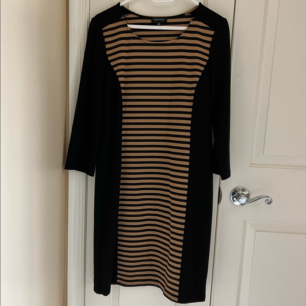 Spense stripped dress with 3/4 sleeves like-new